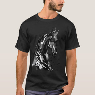 Camiseta Silhueta de um Cavalo Lavada a Tinta com Salpicos