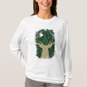 Camiseta Silhueta de um cervo, de uma pomba e de uma