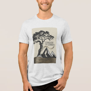 Camiseta silhueta de uma árvore solitária numa colina