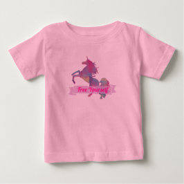 Camiseta Silhueta de Unicórnio Abstrato Rosa Pastel