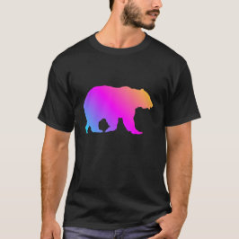 Camiseta Silhueta de Urso Cinzento Colorida Pastéis