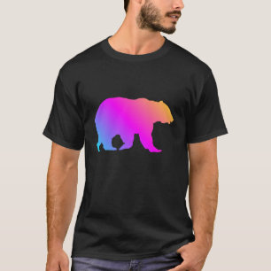 Camiseta Silhueta de Urso Cinzento Colorida Pastéis