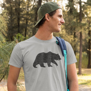 Camiseta Silhueta de Urso Grizzly  Animais selvagens  Vida 