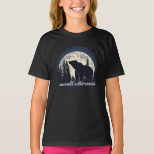 Camiseta Silhueta de urso na natureza ao luar
