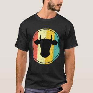 Camiseta Silhueta de Vaca Listras Retro Animal Antigo Dia d