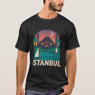 Camiseta Silhueta do Contorno da Cidade do Céu de Istambul
