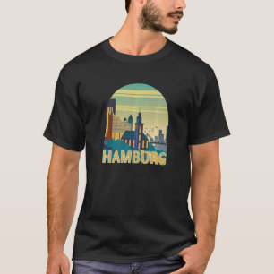 Camiseta Silhueta do Horizonte de Hamburgo Alemanha Esboço