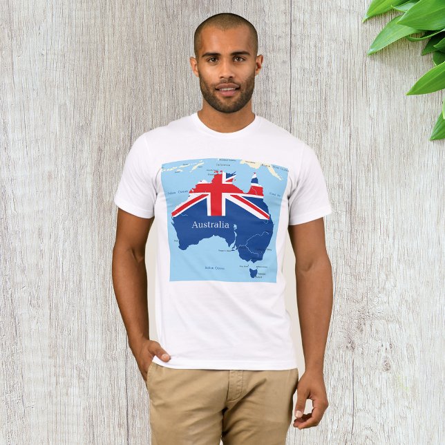 Camiseta Silhueta do Mapa da Bandeira da Austrália (Criador carregado)