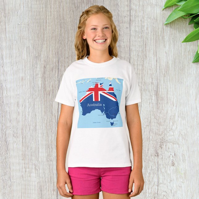 Camiseta Silhueta do Mapa da Bandeira da Austrália (Criador carregado)