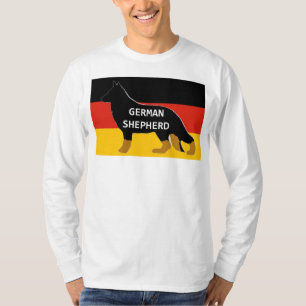 Camiseta silhueta do nome do pastor alemão na bandeira bico