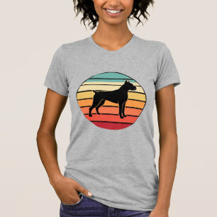 Camiseta Silhueta do pôr do sol do cão boxer retrô vintage