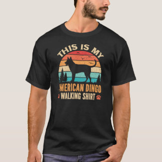 Camiseta Silhueta do pôr do sol do pai passeando o cão Ding