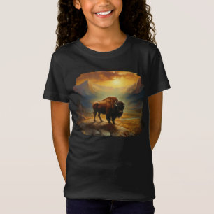 Camiseta Silhueta do pôr do sol dos bisões de Búfalo