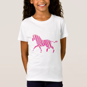 Camiseta Silhueta do rosa quente e do branco da zebra