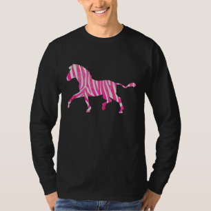 Camiseta Silhueta do rosa quente e do branco da zebra
