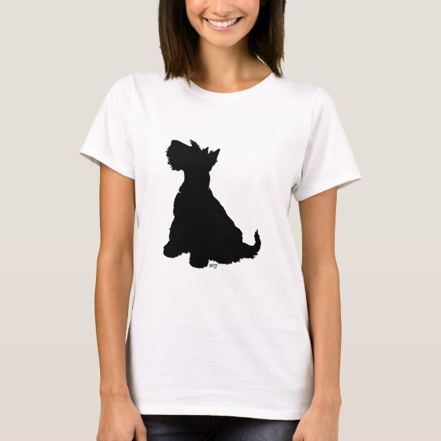 Camiseta Silhueta do Terrier Escocês (Frente)