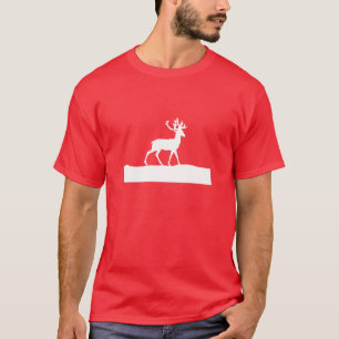 Camiseta Silhueta dos cervos - vermelho e branco