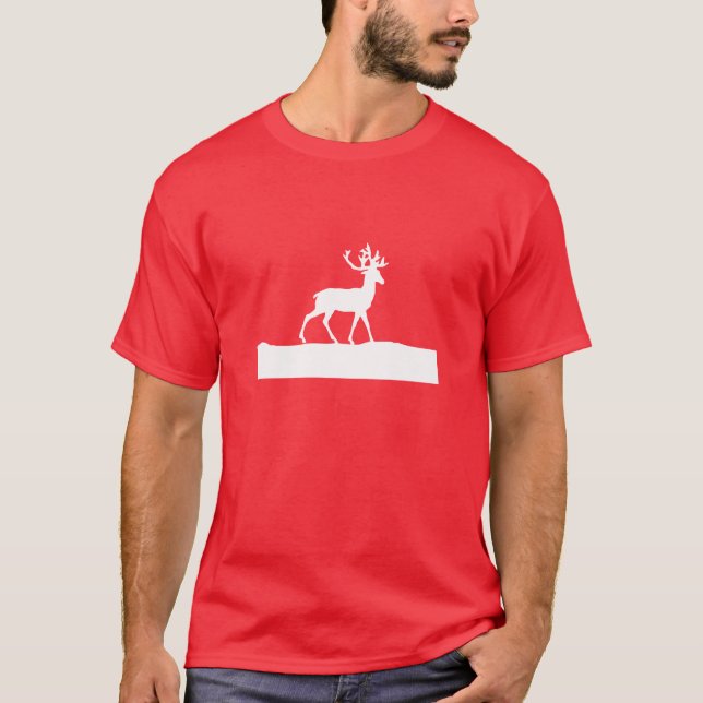 Camiseta Silhueta dos cervos - vermelho e branco (Frente)
