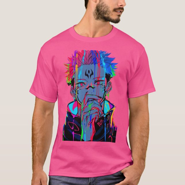 Camiseta Silhueta Escura Amaldiçoada com Acentos de Arco-ír (Frente)