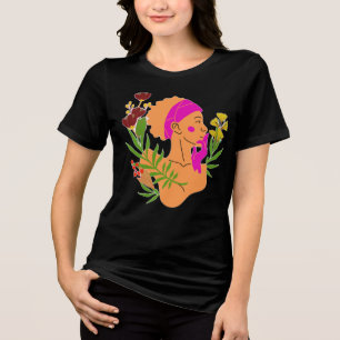Camiseta Silhueta Feminina Floral Elegante