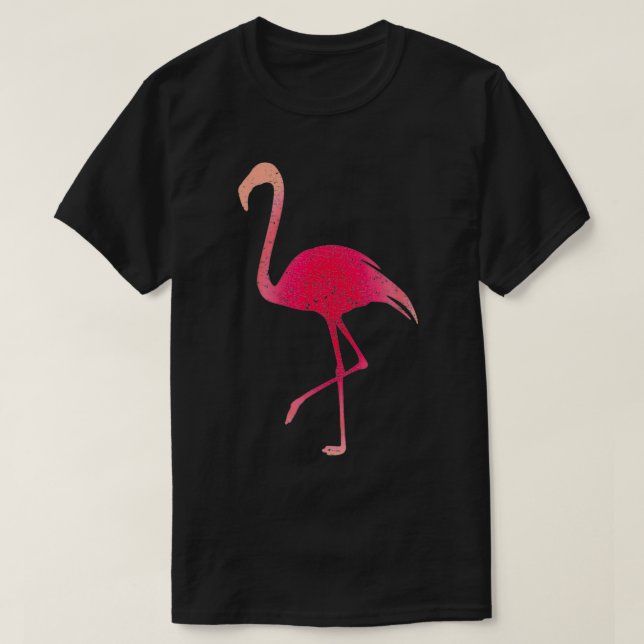 Camiseta Silhueta Flamingo Rosa Tropical, Vestida (Frente do Design)