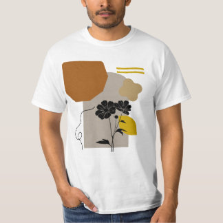 Camiseta Silhueta Floral Abstrata em Bege