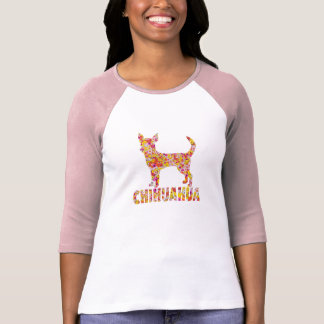 Camiseta Silhueta floral do cão da chihuahua