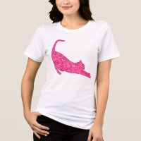 Silhueta Gato Esticada em Fúchsia - Batik Rosa