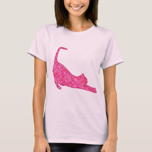 Camiseta Silhueta Gato Estressante em Fúchsia Batik Rosa