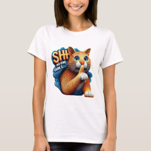 Camiseta Silhueta Gato Majestosa Com Shhh Ninguém Se Import