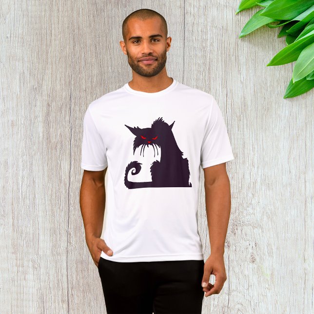 Camiseta Silhueta Gato Preto mau com Olhos Vermelhos (Criador carregado)