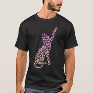 Camiseta Silhueta Gatos para Meninas Amantes de Ga