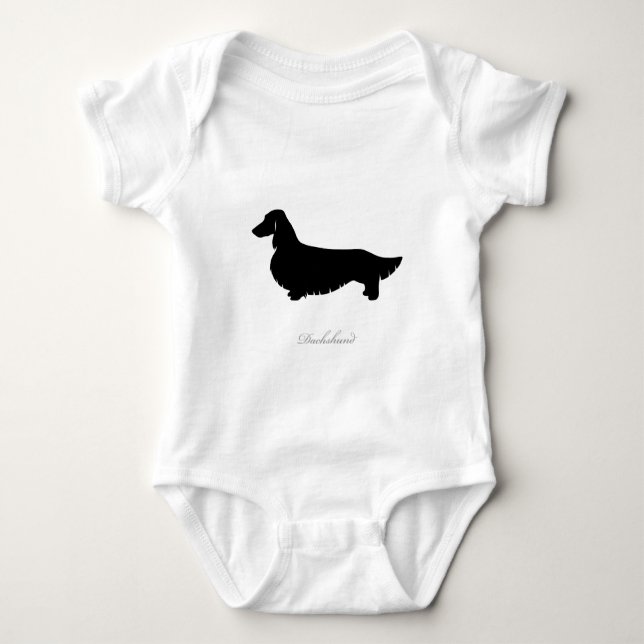 Camiseta Silhueta longa v2 do Dachshund do cabelo (Frente)