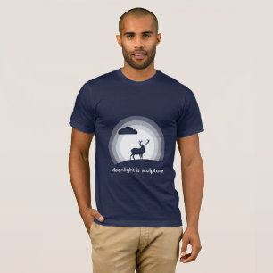 Camiseta Silhueta Majestosa de Veado sob a Luz Lunar Estilo