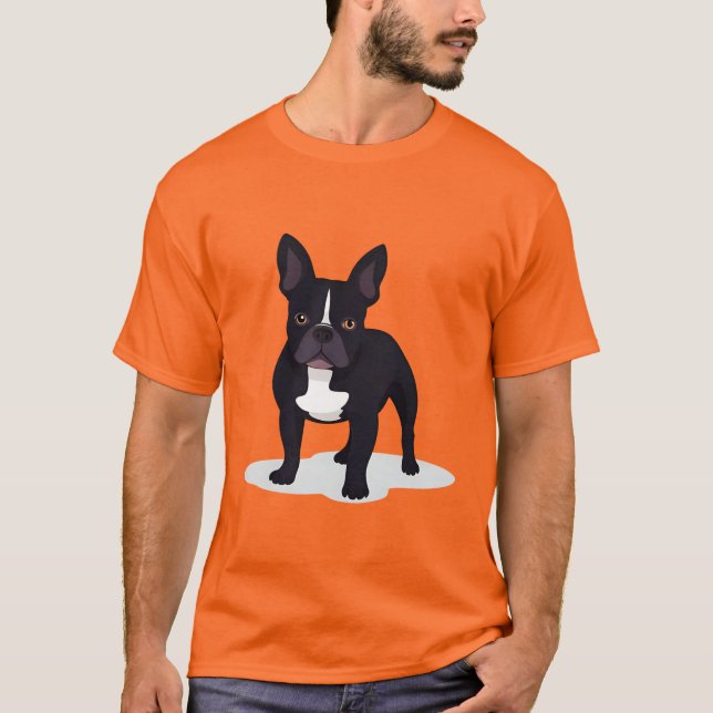 Camiseta Silhueta Mínima de Bulldog Francês (Frente)