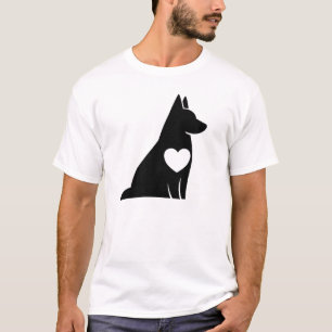 Camiseta Silhueta Minimalista do Coração do Pastor Alemão