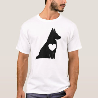 Camiseta Silhueta Minimalista do Coração do Pastor Alemão