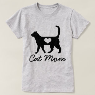 Camiseta Silhueta na moda & coração do gato da mamã do gato