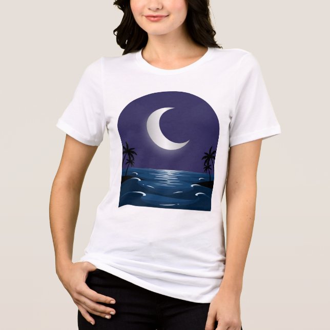 Camiseta Silhueta Noturna da Praia – Iluminada pel (Frente)
