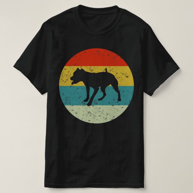 Camiseta silhueta pitbull retro vintage 70s (Frente do Design)
