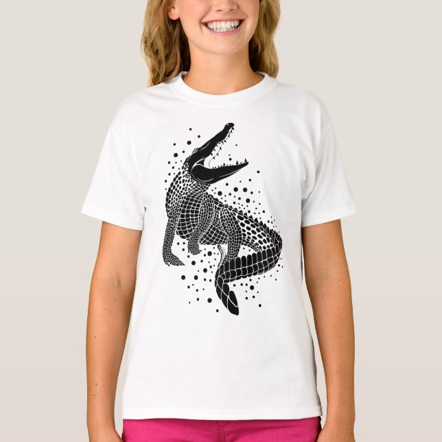 Camiseta Silhueta Preta de um Crocodilo (Frente)