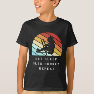 Camiseta Silhueta Retro de Jogador de Hóquei de Trenó Dia H