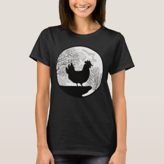 Camiseta Silhueta Selvagem da Noite da Lua e do Frango