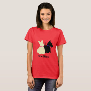 Camiseta silhueta sentada/em pé do Terrier Escocês preto