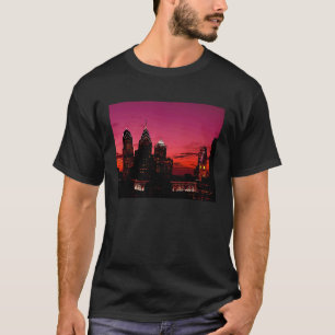 Camiseta Silhueta Skyline de Filadélfia no Sunset