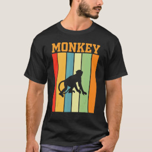 Camiseta Silhueta Sombra De Macacos Em Cores Retroativas
