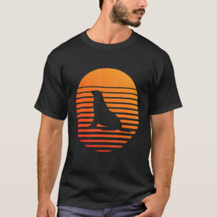 Camiseta Silhueta Sombra De Seal Em Frente A Um Sol