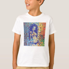 Camiseta Silhueta velha de uma mulher com dreadlocks.