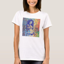 Camiseta Silhueta velha de uma mulher com dreadlocks.
