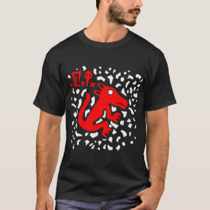 Camiseta Silhueta Vermelha De Animal Com Padrão Branco